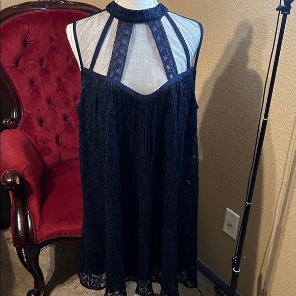 Speechless Midnight Blue Lace Dress - Picture 1 of 4